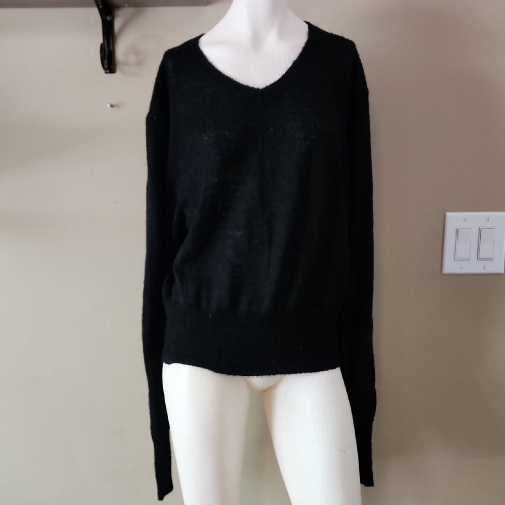 Wildfox Black V-Neck Sweater Lightweight Knit